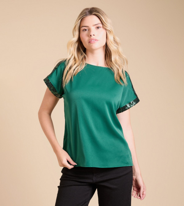 Sequined Short Sleeves T-Shirt
