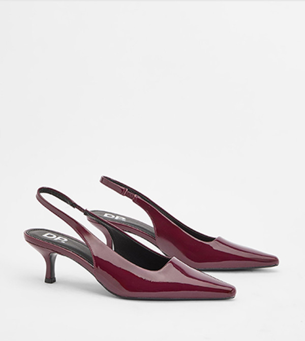 Trixie Faux Patent Leather Slingback Kitten Heel Pumps