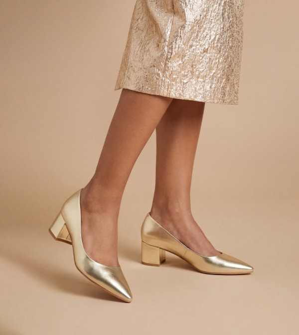 Rebecca Faux Leather Block Heel Pumps