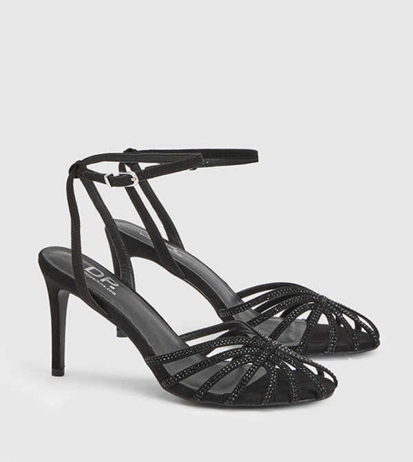 Emma Faux Suede Embellished Heatseal Stiletto Heeled Sandals