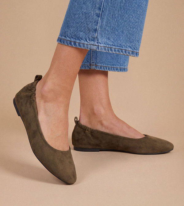 Julia Faux Suede Ruched Elasticated Ballerinas