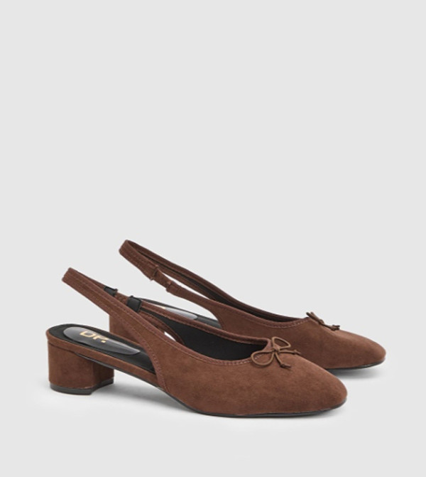 Annie Faux Suede Block Heel Slingback Pumps