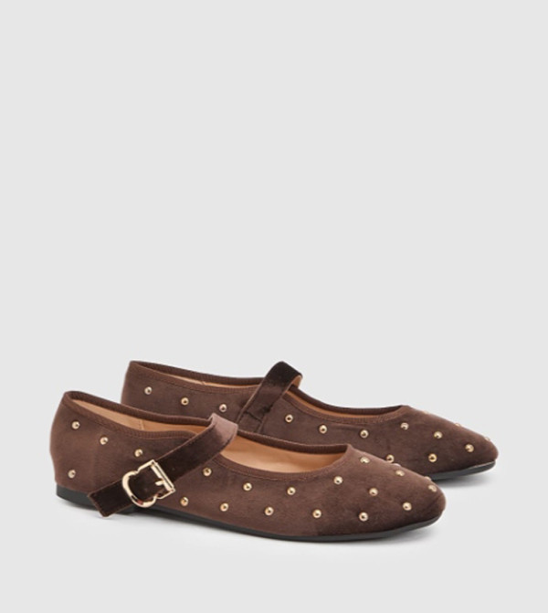 Jaz Velvet Studded Mary Jane Shoes