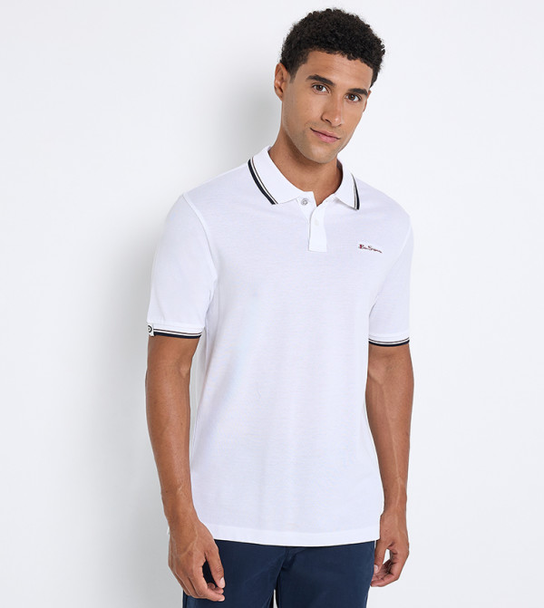 Contrast Tipping Short Sleeves Polo T-Shirt