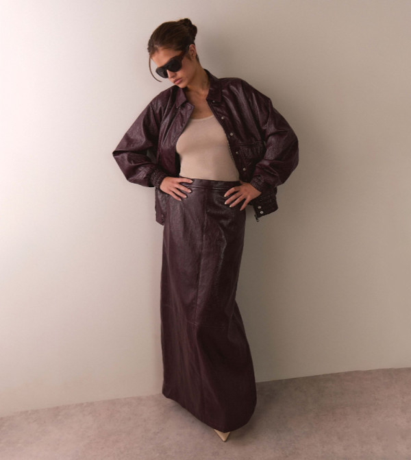 Vinyl Structured Maxi Skirt