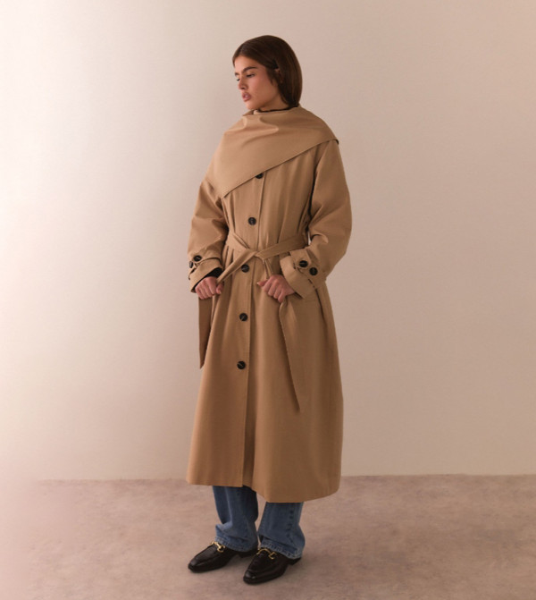Premium Scarf Detail Trench Coat
