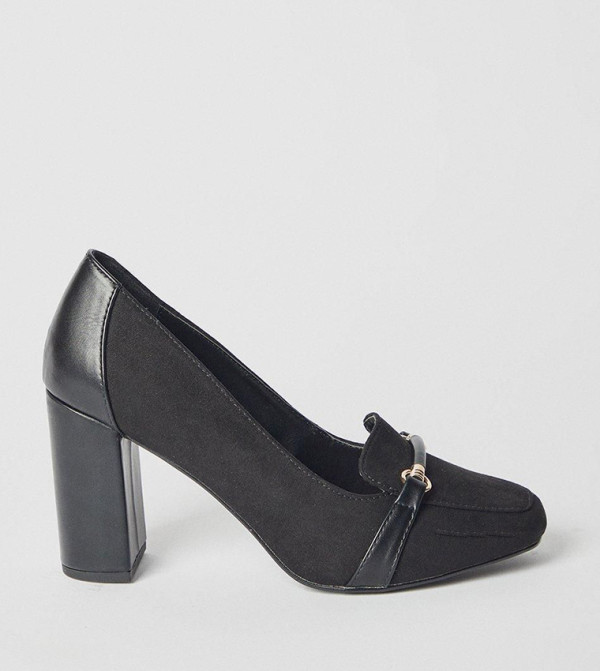 Wide Fit Lucky High Block Heel Loafer Pumps