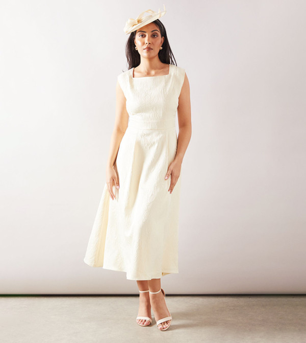 Petite Floral Jacquard Satin Fit & Flare Midaxi Dress
