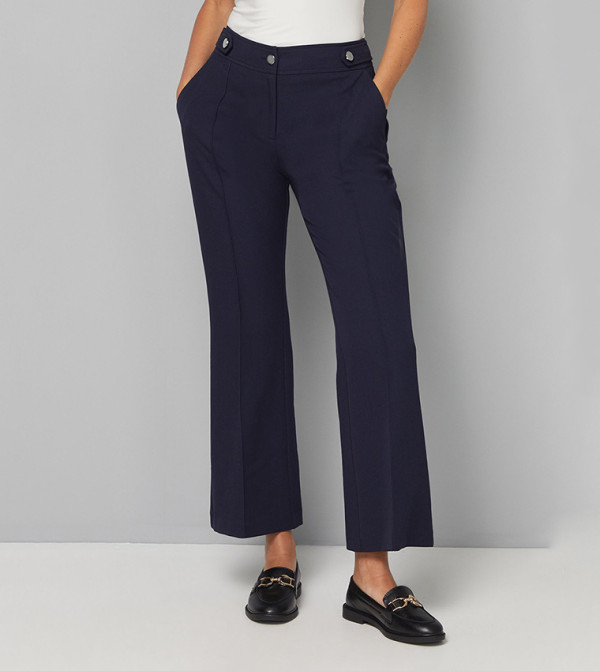 Petite Solid Straight Fit Trousers
