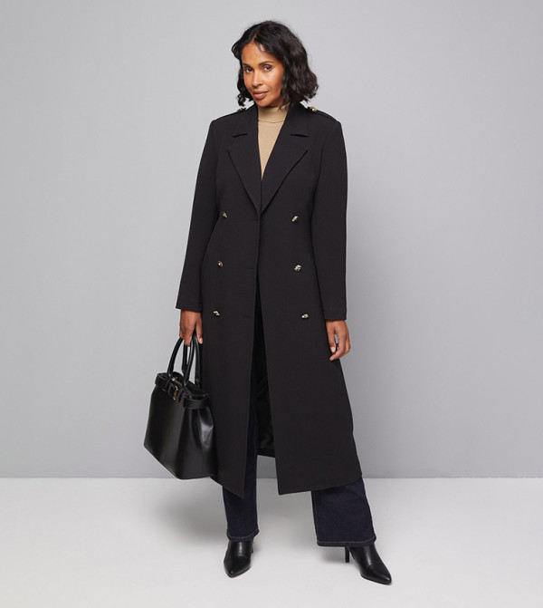 Double Crepe Long Sleeves Trench Coat
