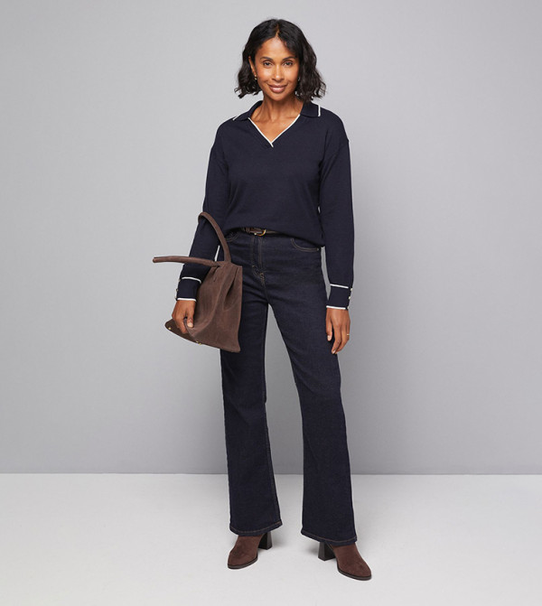 Tipped Polo Neck Sweater