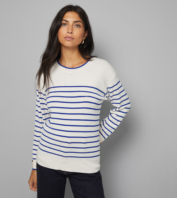 Striped Crew Neck Knitted Sweater