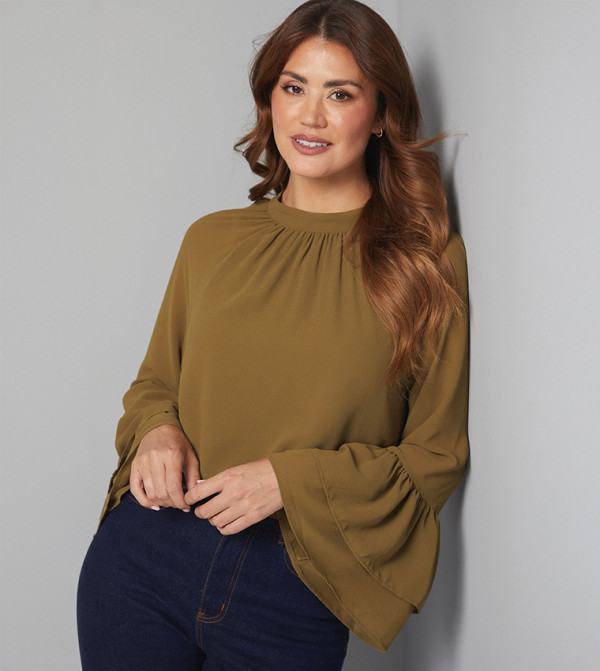 Chiffon Tie Back Ruffle Sleeves Top