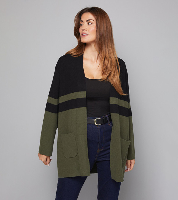 Colour Block Long Sleeves Cardigan