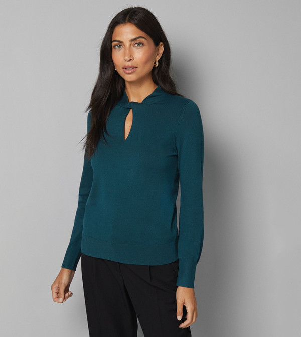 Twist Neck Keyhole Sweater