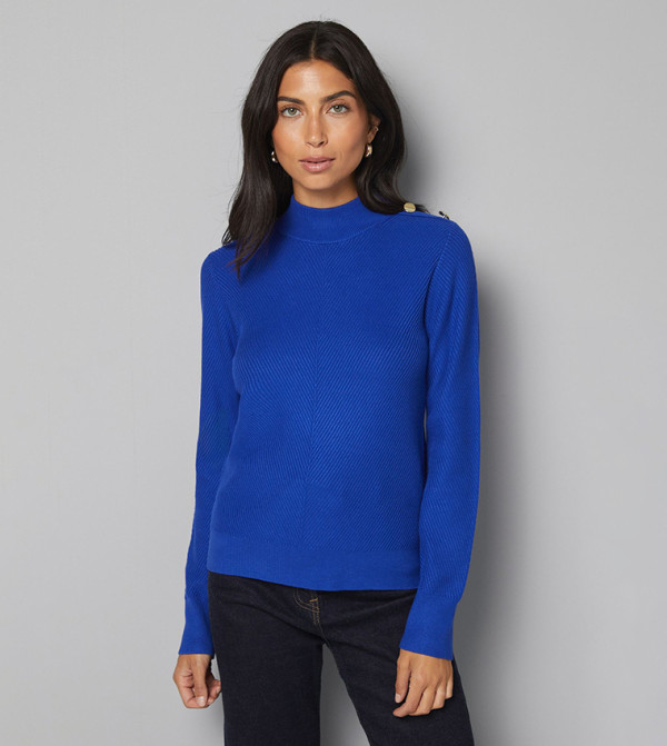 Zigzag Stitch High Neck Sweater