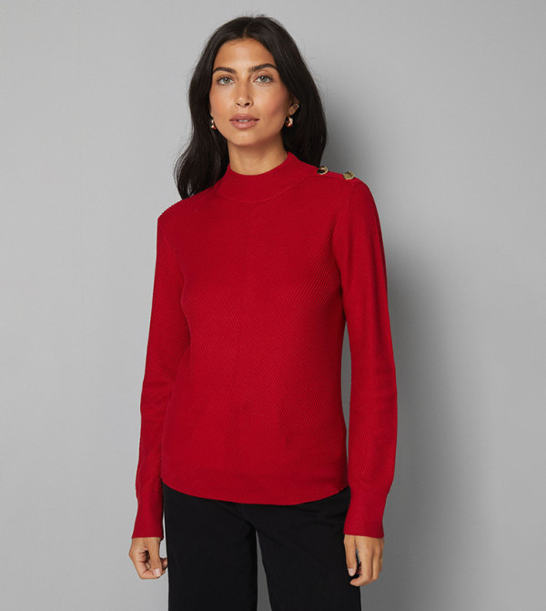 Zigzag Stitch High Neck Sweater