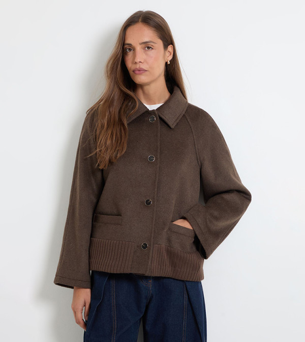 Long Sleeves Wool Look Jacket