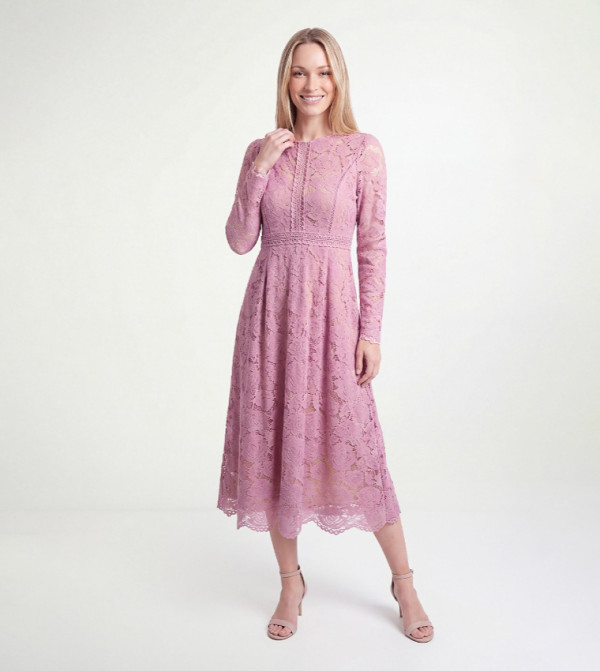Petite Lacy Fit and Flare Midi Dress