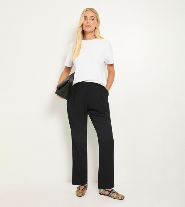 Petite Woven Tapered Leg Trousers