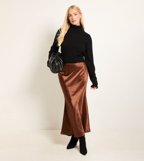 Petite Satin Bias Cut Maxi Skirt