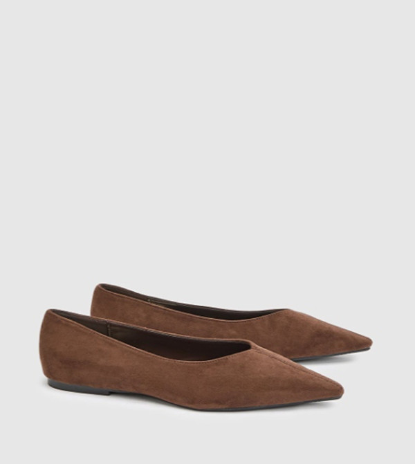 Gemma Faux Suede Pointed Toe Flat Shoes
