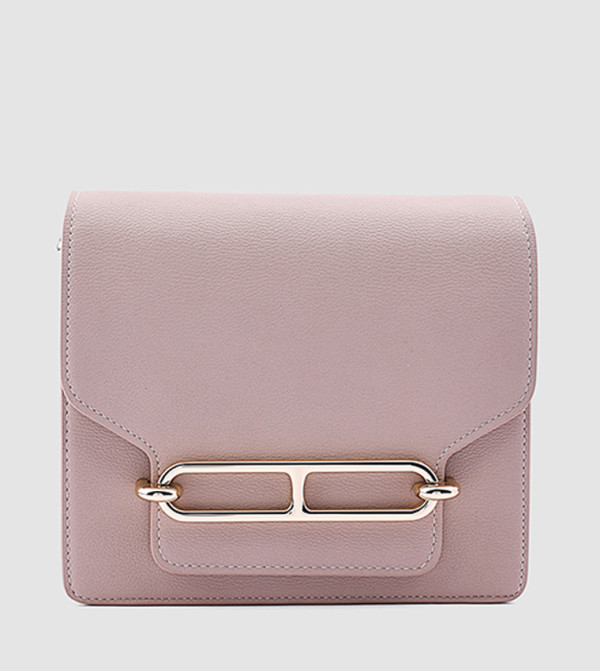 Metal Accent Clutch with Crossbody Strap