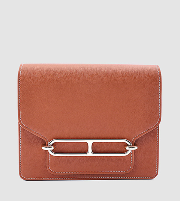 Metal Accent Clutch with Crossbody Strap