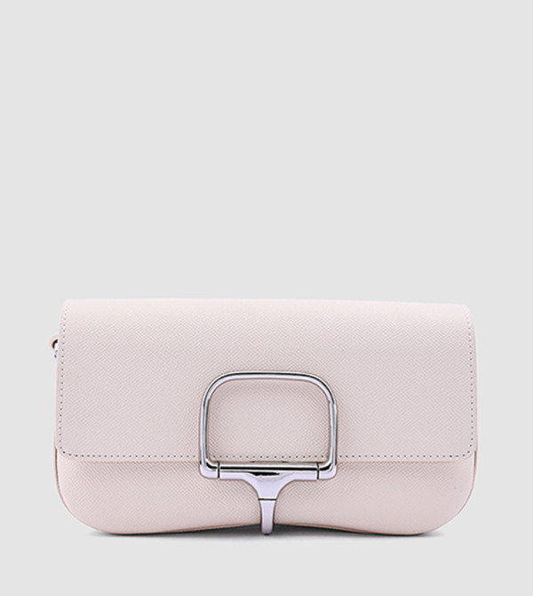 Metal Accent Clutch with Crossbody Strap