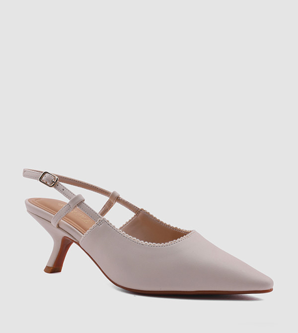 Textured Pointed Toe Slingback Pumps