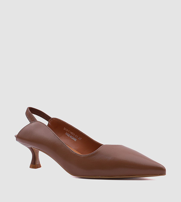 Textured Pointed Toe Slingback Pumps