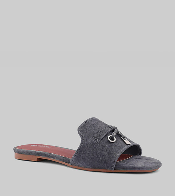 Tussle Detail Open Toe Flat Sandals