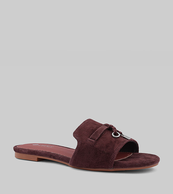 Tussle Detail Open Toe Flat Sandals