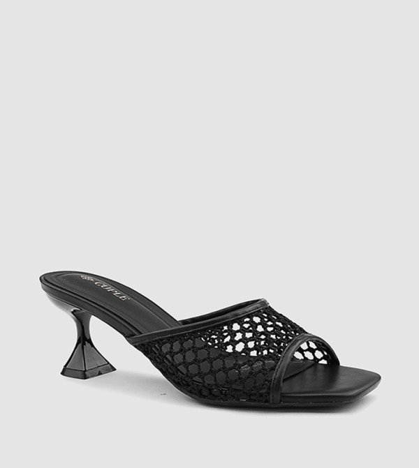 Crochet Strap Heeled Sandals