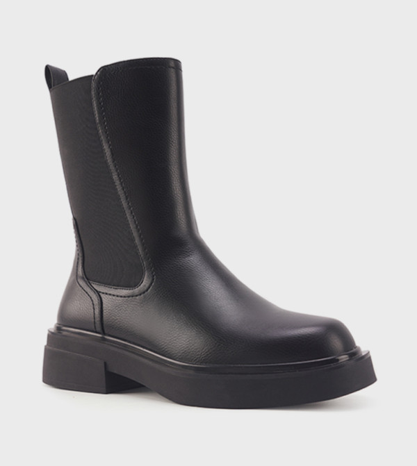 Solid Platform Heel Chelsea Boots