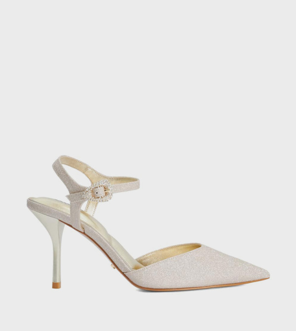 CHANNELLED Glittered Mule Pumps