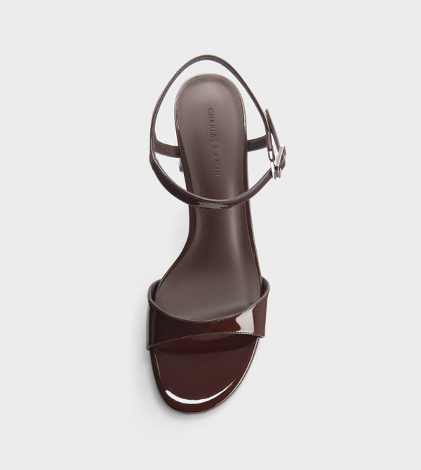 Patent Ankle-Strap Block Heel Sandals 