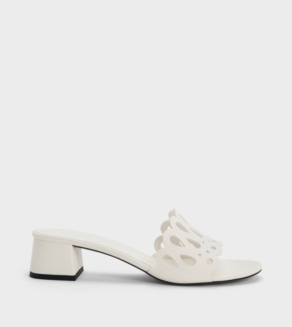 Solid Cut-Out Block Heel Sandals