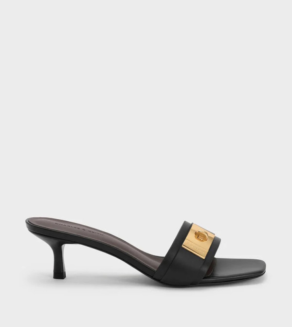 AELIN Metal Accent Kitten Heel Sandals