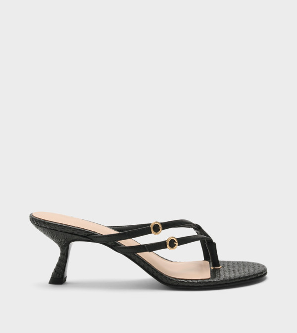 Solid Buckle Detail Strappy Heeled Sandals