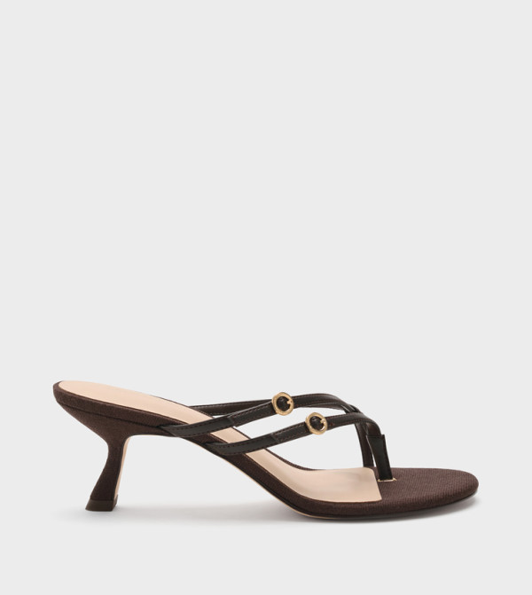 Solid Buckle Detail Strappy Heeled Sandals