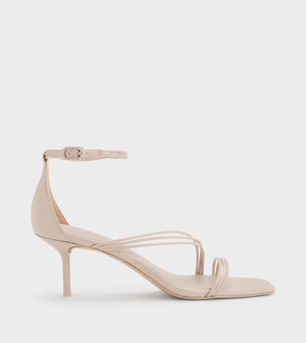 FIANNA Solid Strappy Stiletto Heel Sandals