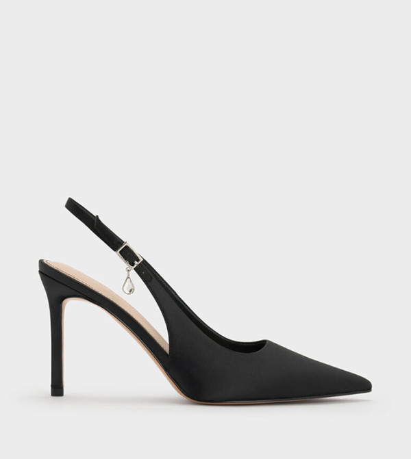 Teardrop Crystal Pointed Toe Slingback Pumps