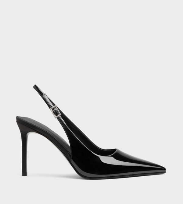 Glossy Pointed Toe Slingback Pumps