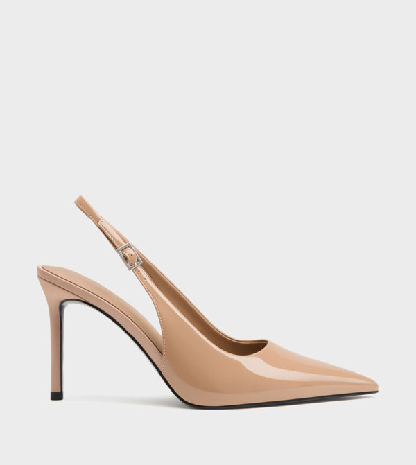 Glossy Pointed Toe Slingback Pumps