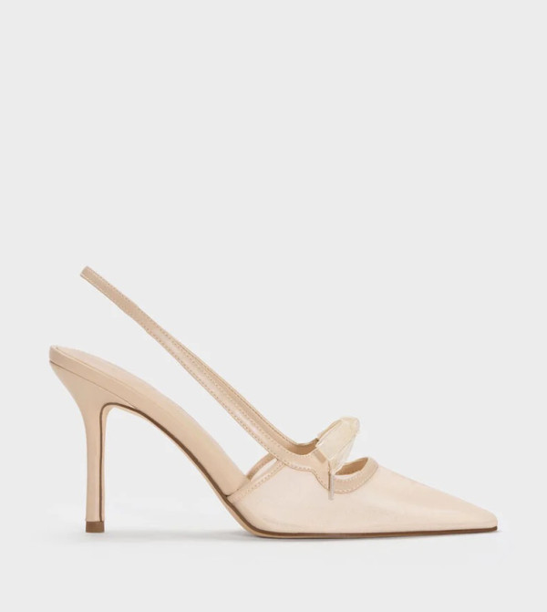 VENETIA Mesh Bow Pointed Toe Slingback Pumps