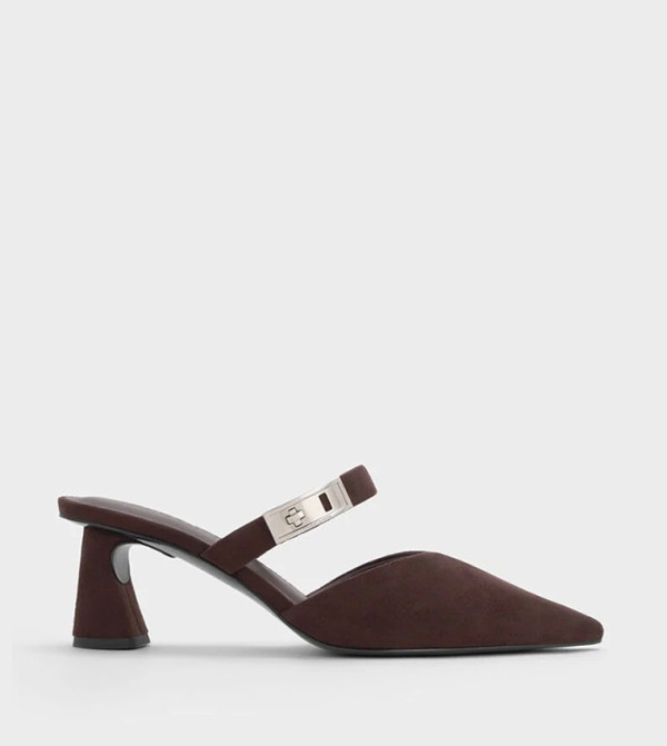 LANDO Faux Suede Pointed Toe Mule Pumps