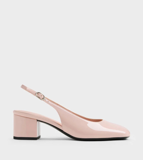 DANNI Glossy Square Toe Slingback Pumps