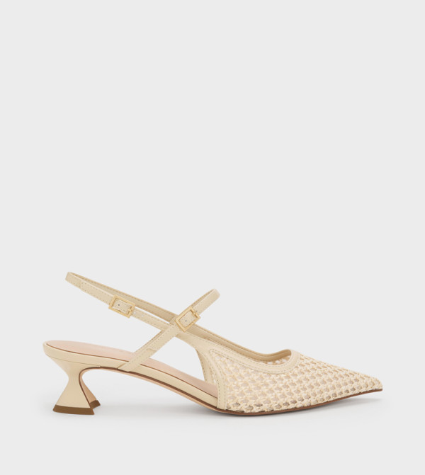 Raffia Sculptural Heel Slingback Pumps
