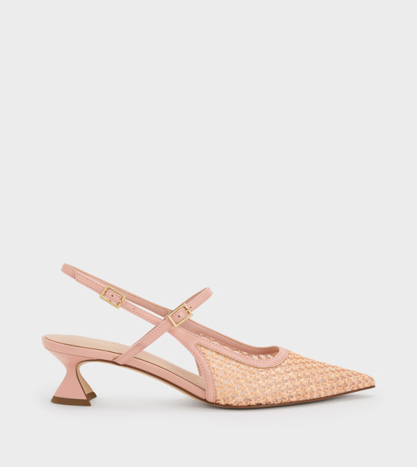 Raffia Sculptural Heel Slingback Pumps